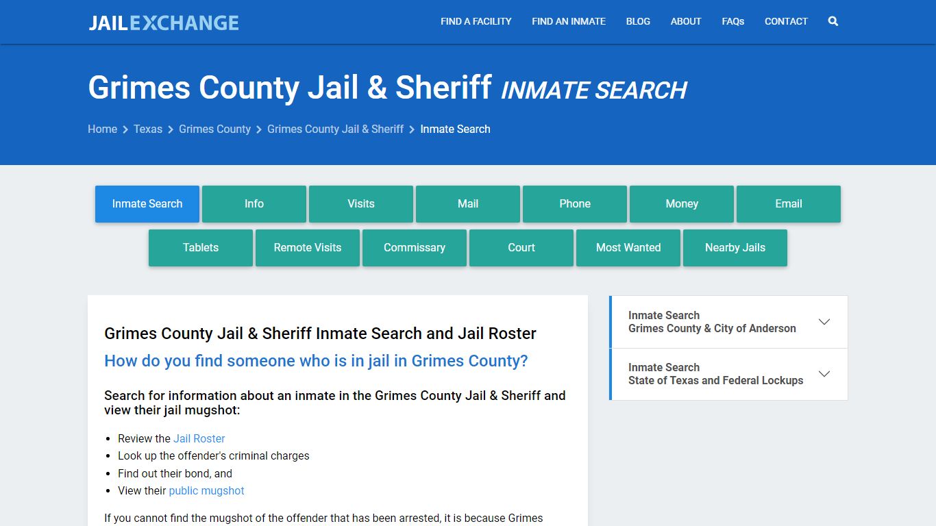 Inmate Search: Roster & Mugshots - Grimes County Jail & Sheriff, TX